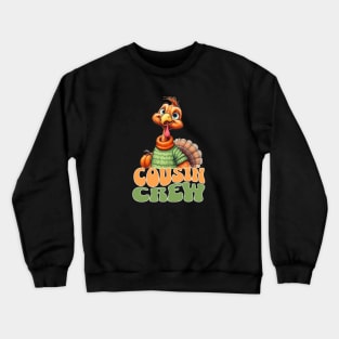 Funny Cousin Crew Thanksgiving Groovy Retro Design Crewneck Sweatshirt